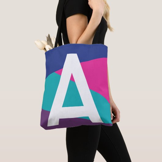 Aangepaste Retro Kleurblok Monogram Tas (Dichtbij)
