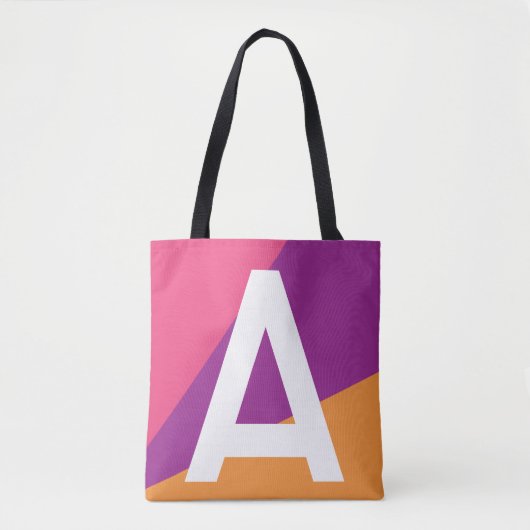 Aangepaste Retro Kleurblok Monogram Tas (Voorkant)
