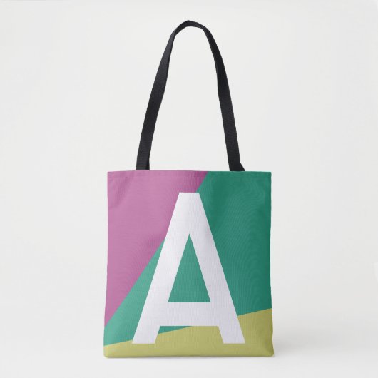 Aangepaste Retro Kleurblok Monogram Tas (Voorkant)