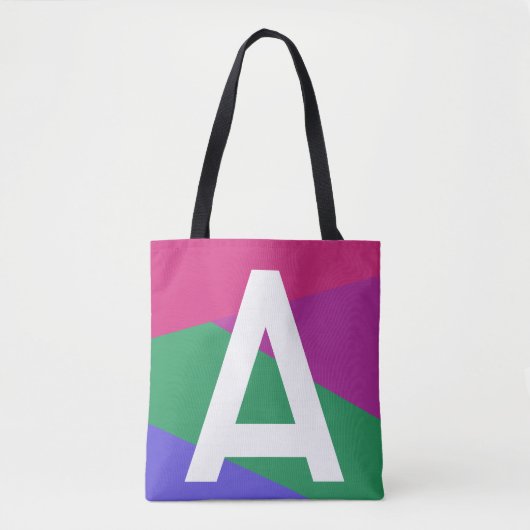 Aangepaste Retro Kleurblok Monogram Tas (Voorkant)