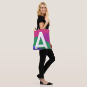 Aangepaste Retro Kleurblok Monogram Tas (Op model)