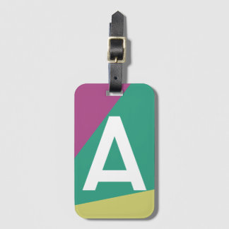 Aangepaste Retro Kleurenblok Monogram Bagagelabel
