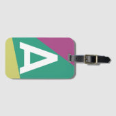Aangepaste Retro Kleurenblok Monogram Bagagelabel (Voorkant (horizontaal))
