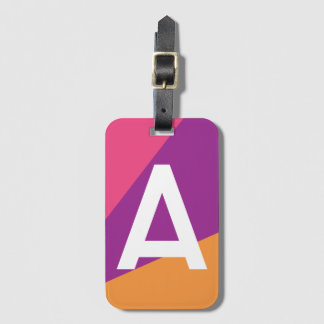 Aangepaste Retro Kleurenblok Monogram Bagagelabel