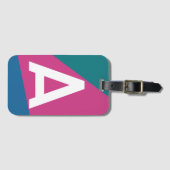 Aangepaste Retro Kleurenblok Monogram Bagagelabel (Voorkant (horizontaal))