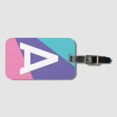 Aangepaste Retro Kleurenblok Monogram Bagagelabel (Voorkant (horizontaal))