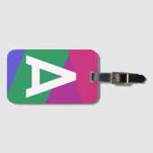 Aangepaste Retro Kleurenblok Monogram Bagagelabel (Voorkant (horizontaal))