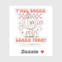 Aangepaste Retro Leraar Pompoen & Quote Sticker