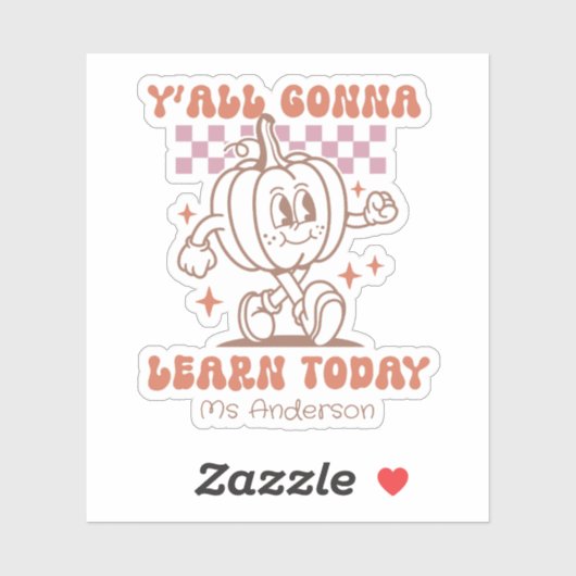 Aangepaste Retro Leraar Pompoen & Quote Sticker (Vel)