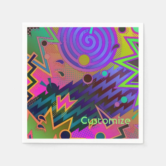 Aangepaste Retro Mania 80's Abstracte Napkins Servetten (Voorkant)