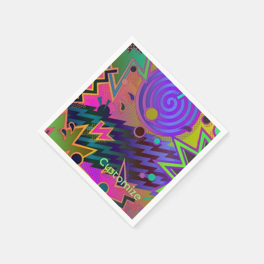 Aangepaste Retro Mania 80's Abstracte Napkins Servetten (Hoek)