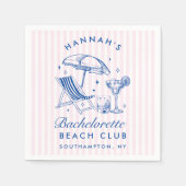 Aangepaste Retro Moderne Bachelorette Blauw & Roze Servet (Voorkant)