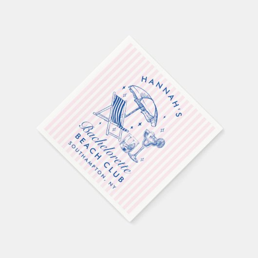 Aangepaste Retro Moderne Bachelorette Blauw & Roze Servet (Hoek)