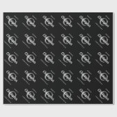 Aangepaste Retro Monogram zwart en witte kerst Cadeaupapier (Vlak)