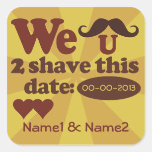 Aangepaste Retro Mustache Save-the-Date-stickers Vierkante Sticker