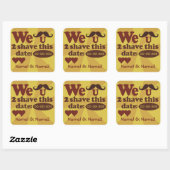 Aangepaste Retro Mustache Save-the-Date-stickers Vierkante Sticker (Vel)