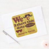 Aangepaste Retro Mustache Save-the-Date-stickers Vierkante Sticker (Envelop)