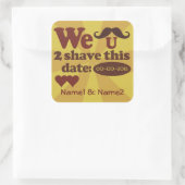 Aangepaste Retro Mustache Save-the-Date-stickers Vierkante Sticker (Tas)