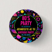 Aangepaste Retro Neon 80's Verjaardag – Leuk voor  Ronde Button 3,2 Cm (Voorkant)