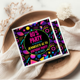 Aangepaste Retro Neon 80's Verjaardag – Leuk voor Servet
