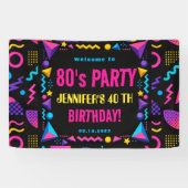 Aangepaste Retro Neon 80's Verjaardag Volwassene Spandoek (Horizontaal)