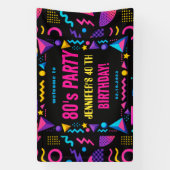 Aangepaste Retro Neon 80's Verjaardag Volwassene Spandoek (Verticaal)