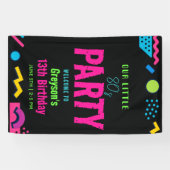 Aangepaste Retro Neon 80's Verjaardagsfeestje Spandoek (Horizontaal)