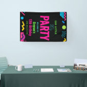 Aangepaste Retro Neon 80's Verjaardagsfeestje Spandoek (Beurs)