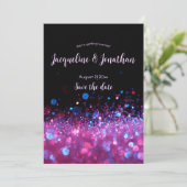 Aangepaste retro Neon Pink Glitter sparen de datum Kaart (Staand voorkant)