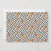 Aangepaste Retro Oranje Paddestoel dambord Mitzvah Bedankkaart (Achterkant)