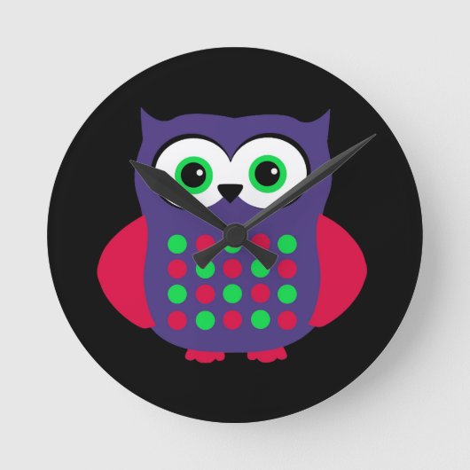 Aangepaste retro Owl Ronde Klok (Voorkant)