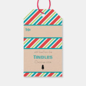 Aangepaste Retro Papier Stamp Stripe Santa Claus S Cadeaulabel (Achterkant)