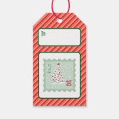 Aangepaste Retro Papier Stempel Post Sneeuw Kerstb Cadeaulabel (Voorkant)