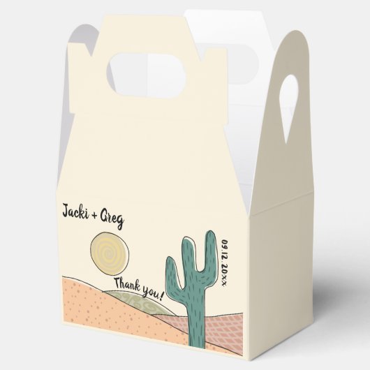 Aangepaste Retro Pastel Desert Cactus Bruiloft Bedankdoosjes (Geopend)
