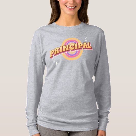 Aangepaste Retro Principal Goed Vibes Ontwerp T-shirt (Voorkant)