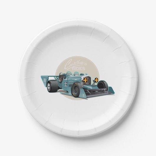 Aangepaste retro race auto concept papieren bordje (Voorkant)