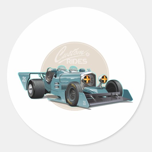 Aangepaste retro race auto concept ronde sticker (Voorkant)