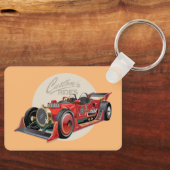 Aangepaste retro race auto concept sleutelhanger (Voorkant)