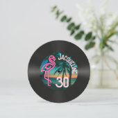 Aangepaste Retro Record Neon Flamingo 30e verjaard Kaart (Staand voorkant)