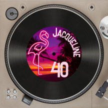 Aangepaste Retro Record Neon Flamingo 40e verjaard