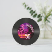 Aangepaste Retro Record Neon Flamingo 50ste verjaa Kaart (Staand voorkant)