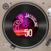 Aangepaste Retro Record Neon Flamingo 50ste verjaa Kaart