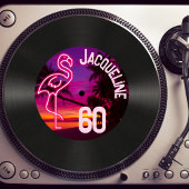 Aangepaste Retro Record Neon Flamingo 60e verjaard Kaart