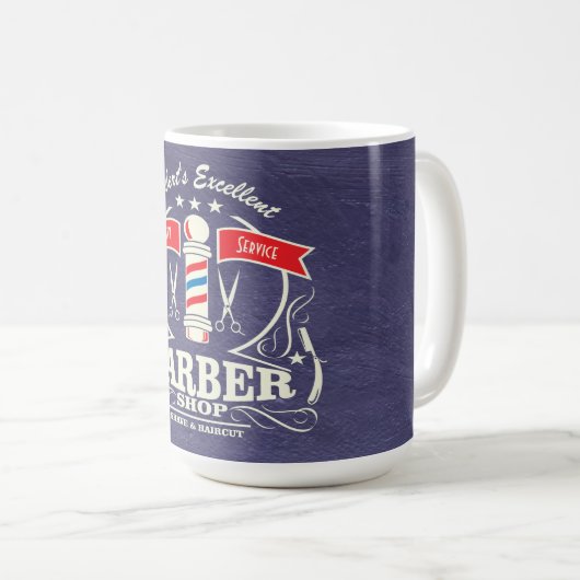 Aangepaste Retro  Red Blue Barber Stylist Koffiemok (Voorkant rechts)