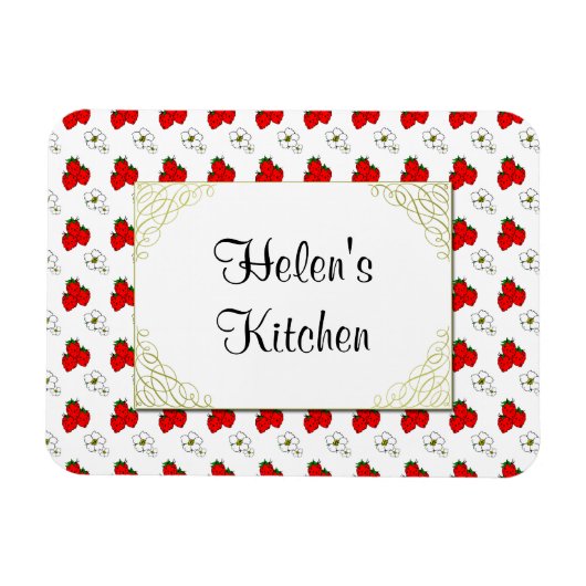 Aangepaste Retro Red Strawberry en Flower Magnet Magneet (Horizontaal)