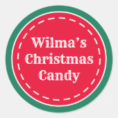 Aangepaste Retro Rode Groene Kerststickers Ronde Sticker (Voorkant)