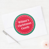 Aangepaste Retro Rode Groene Kerststickers Ronde Sticker (Envelop)