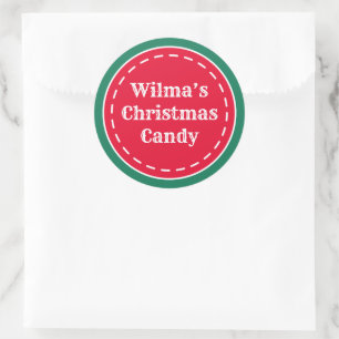 Aangepaste Retro Rode Groene Kerststickers Ronde Sticker
