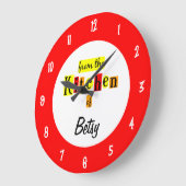 Aangepaste Retro Rode Klok 'Vanuit de Keuken Van' (Hoek)