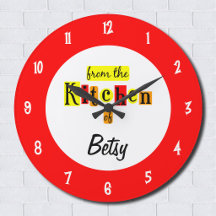 Aangepaste Retro Rode Klok 'Vanuit de Keuken Van'